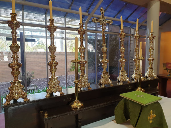 Gothic Altar Candlestick Holder – Sacristan Brass