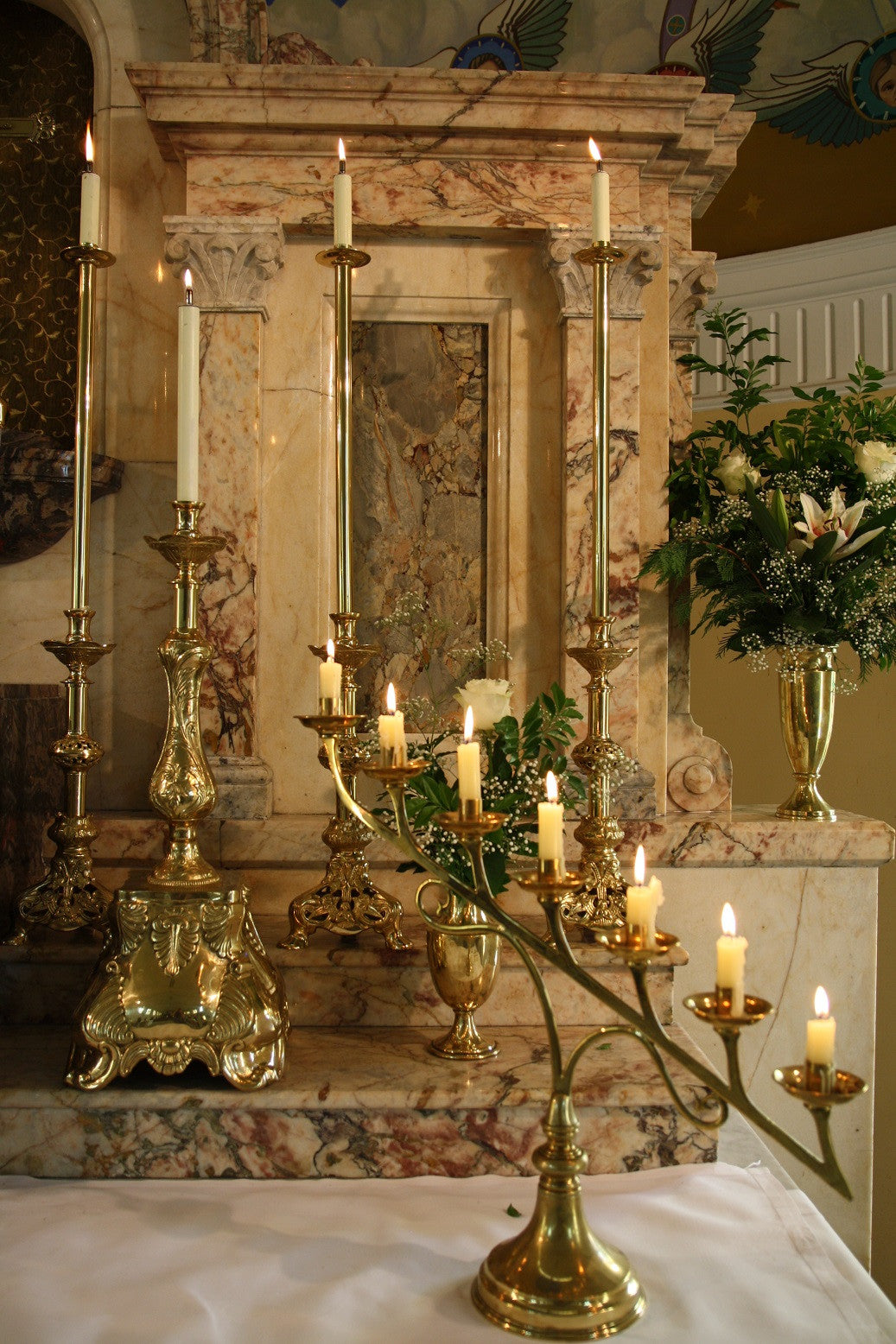 Altar Candlestick Holder, Angel Design – Sacristan Brass